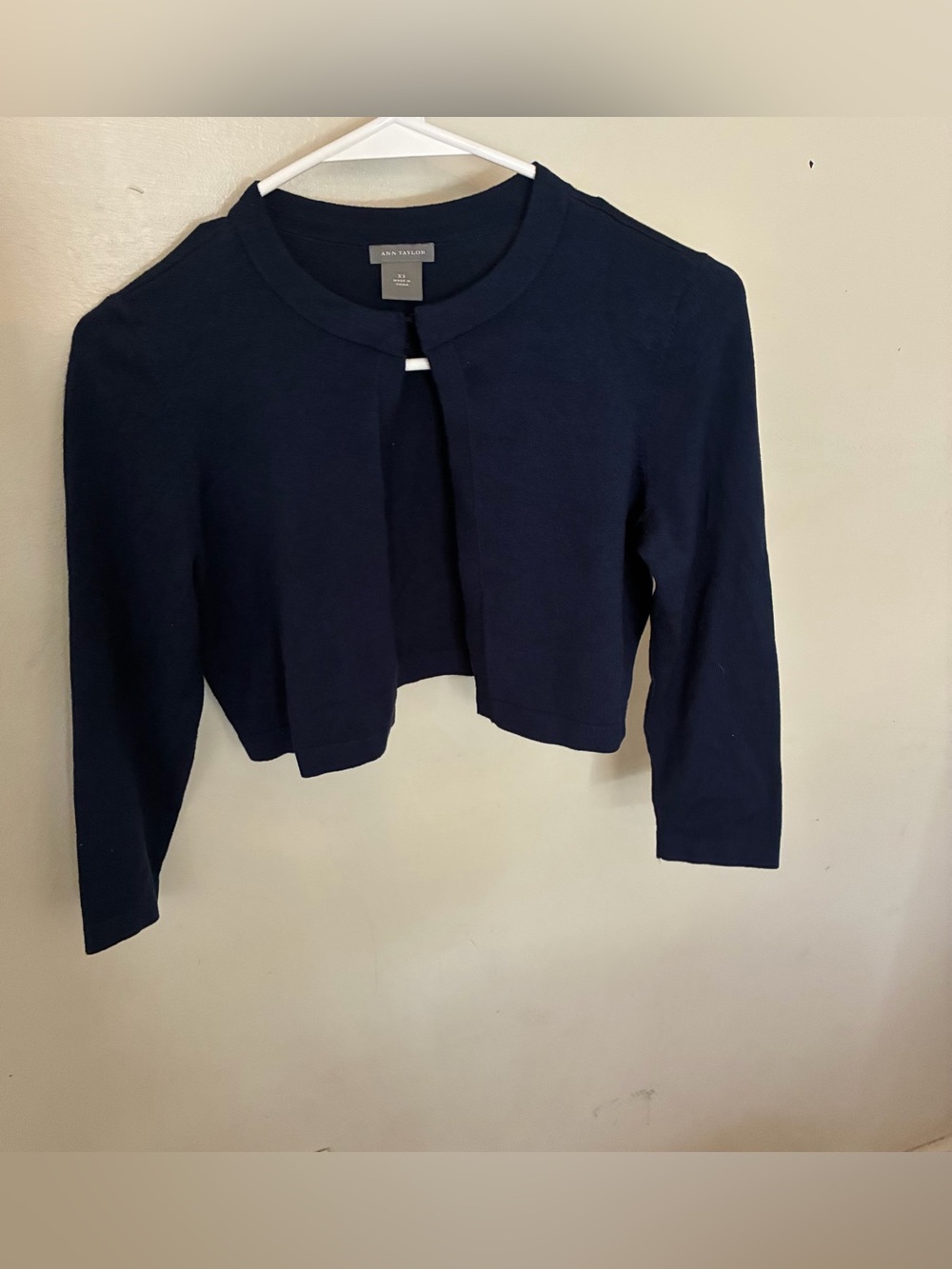 Ann Taylor Kids Navy Cropped Open-Front Cardigan